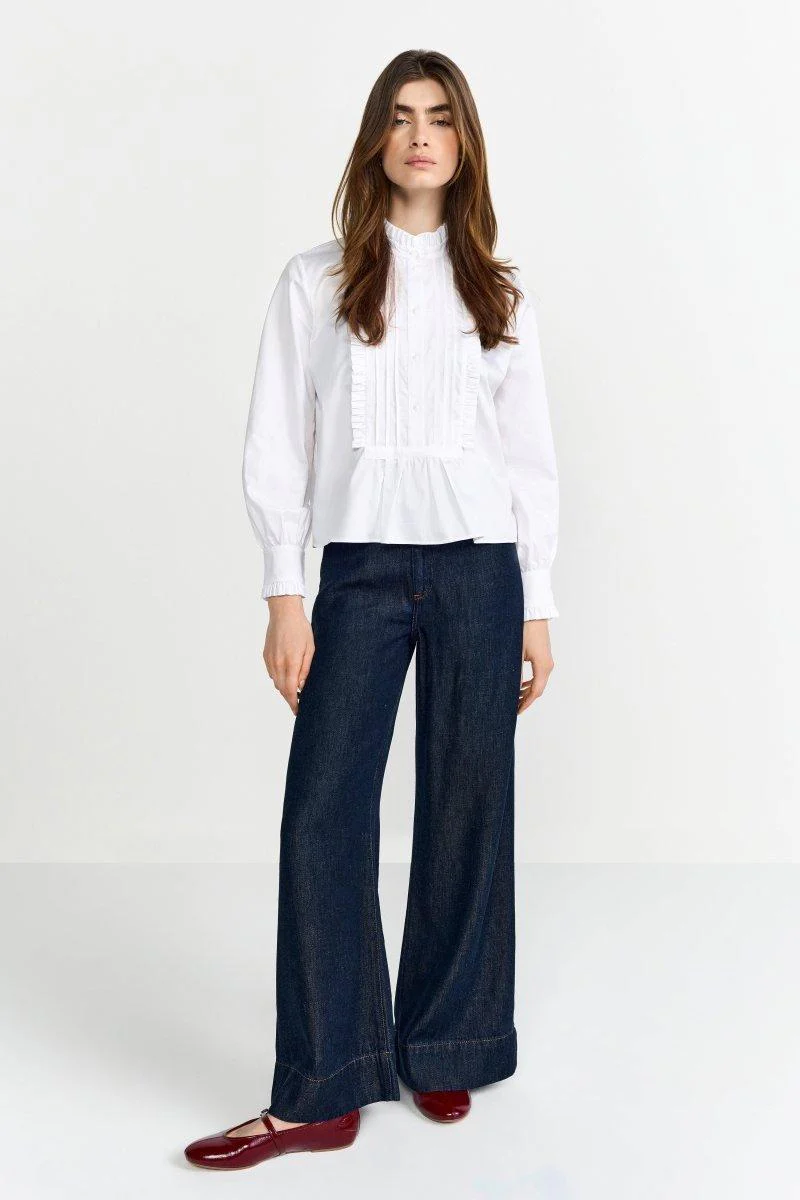 Weiße Bluse mit Rüschenkragen - Image 3