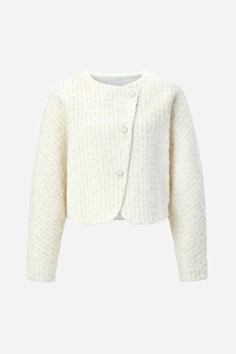 Kurze Bouclé-Jacke in Cremeweiß - Image 6