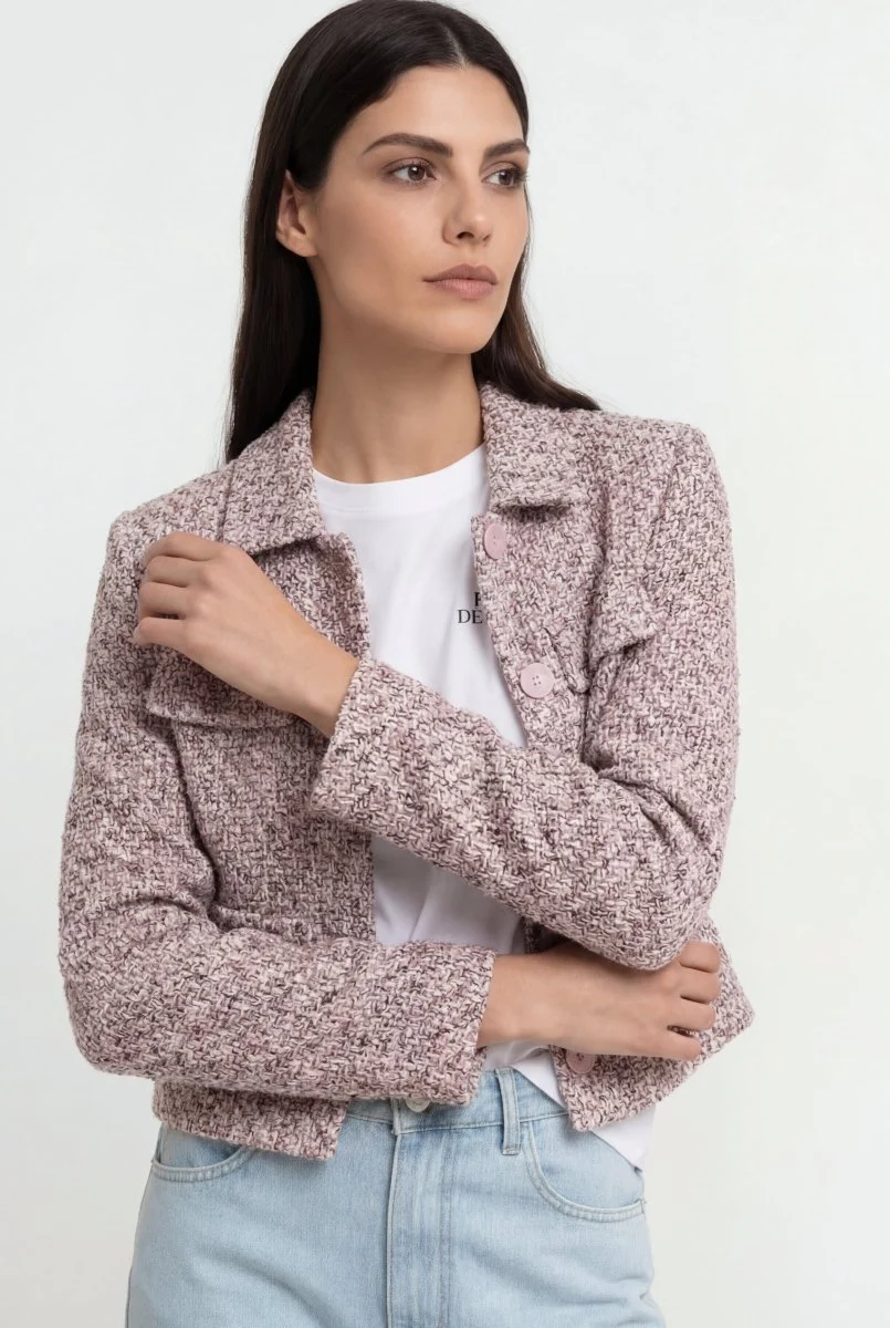 Bouclé-Jacke in cropped Länge - Image 3