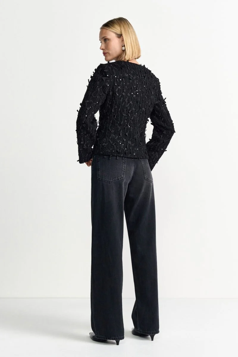 Schwarze Bouclé-Jacke - Image 5