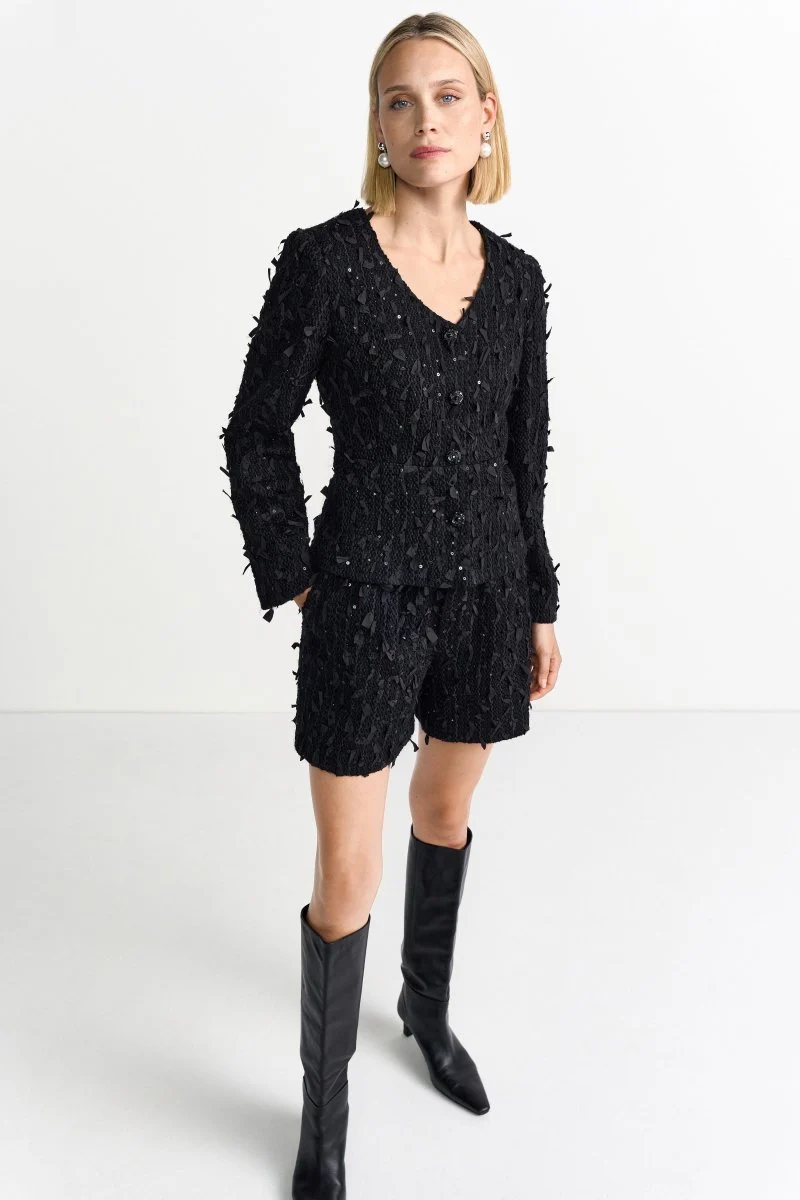 Schwarze Bouclé-Jacke - Image 7