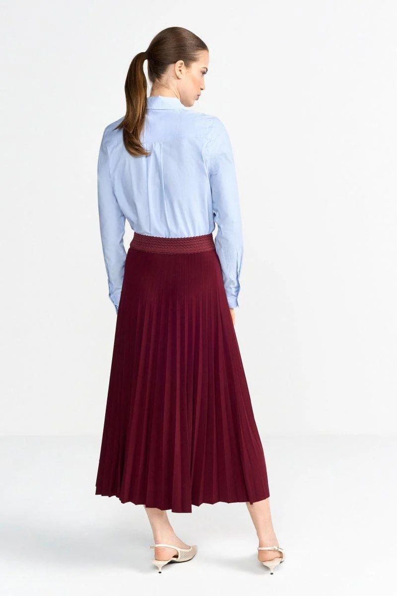 Plissierter Midirock in Bordeaux - Image 3