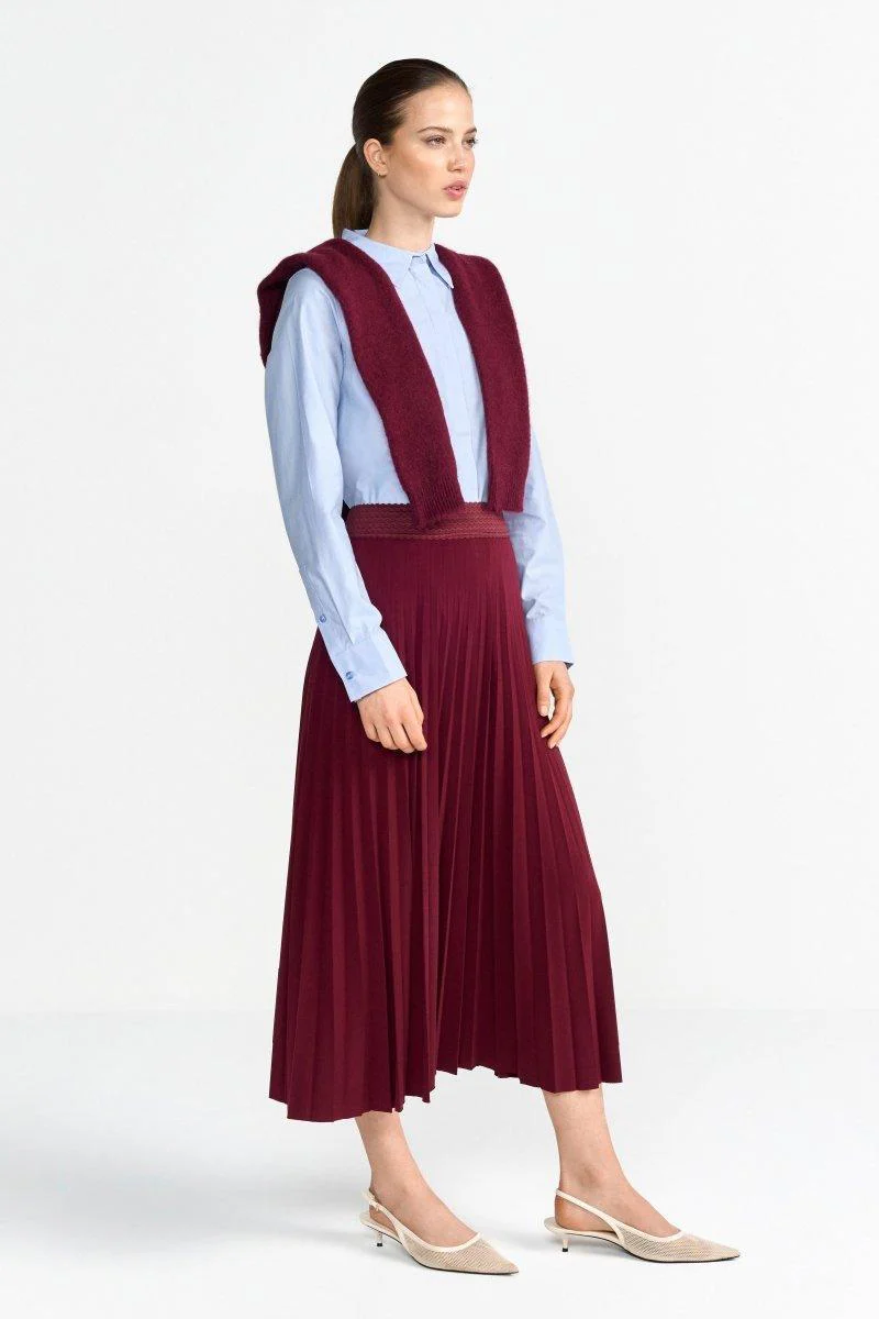 Plissierter Midirock in Bordeaux - Image 5