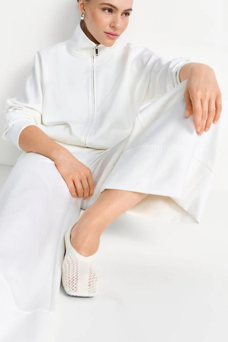 Weiße Zip-Jacke mit Stehkragen - Image 3