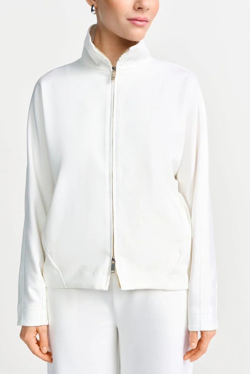 Weiße Zip-Jacke mit Stehkragen - Image 5