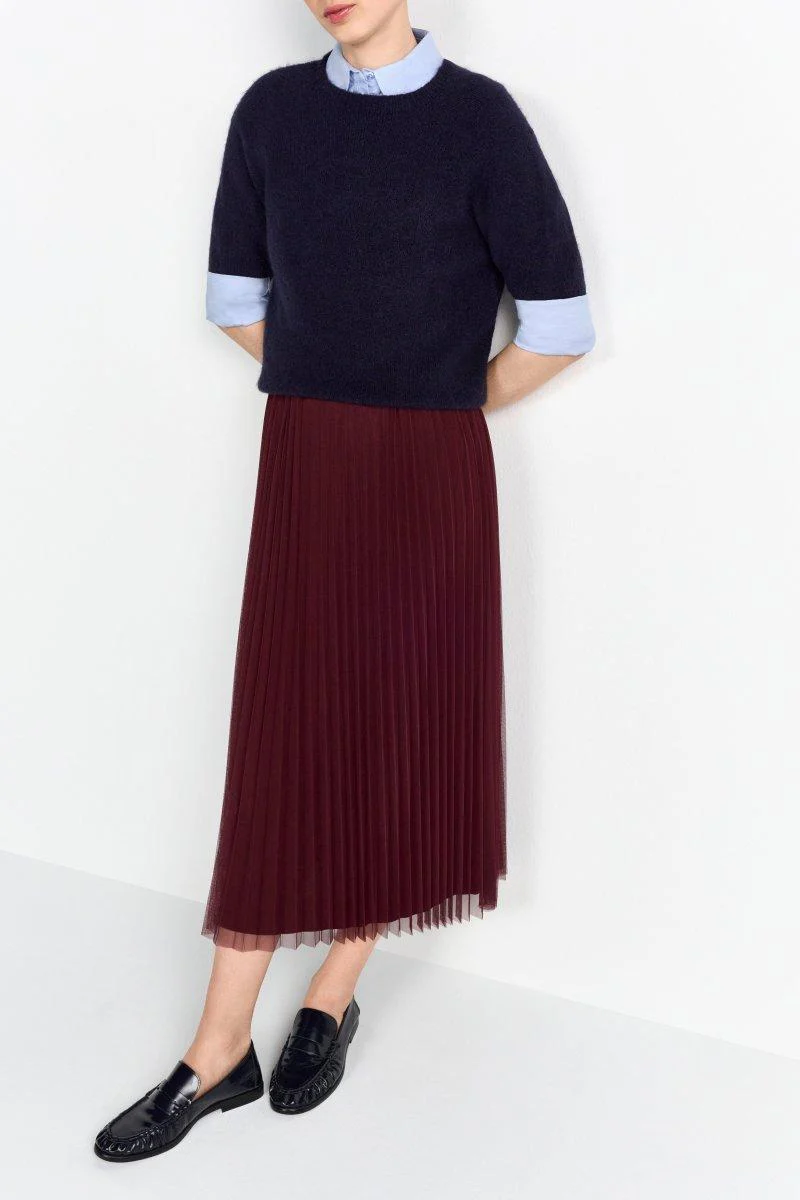 Plissierter Midirock in Bordeaux - Image 3