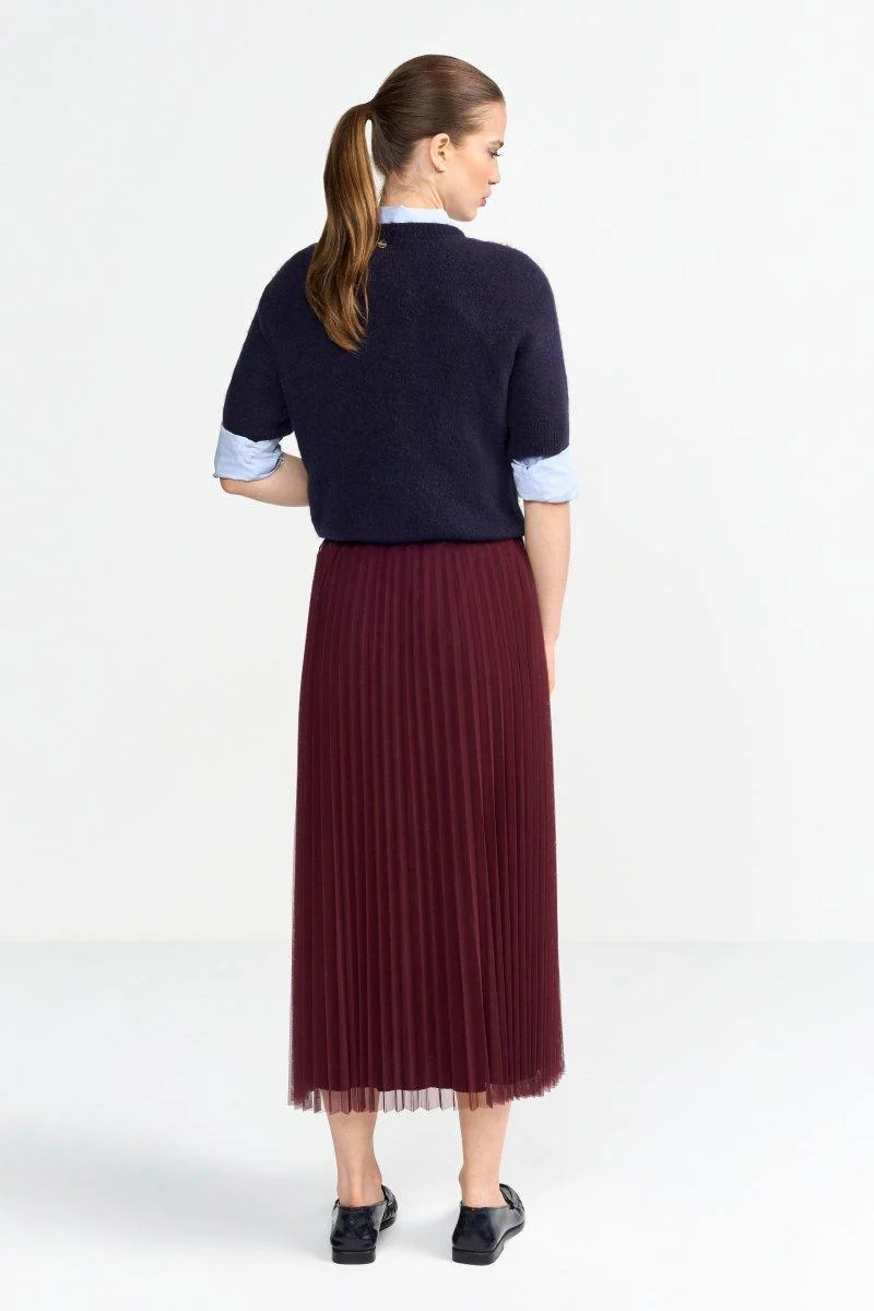Plissierter Midirock in Bordeaux - Image 4