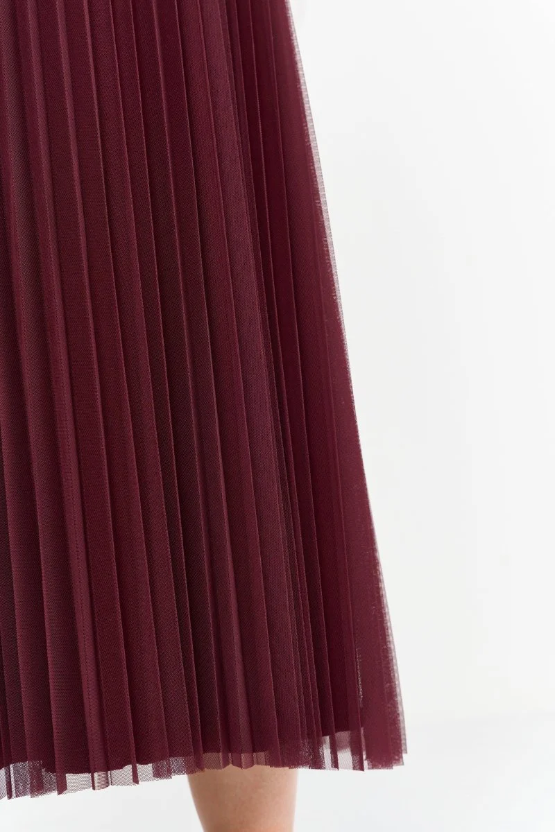 Plissierter Midirock in Bordeaux - Image 5